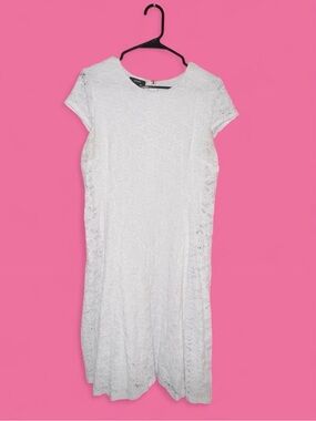 Alfani White Lace Dress with Short Sleeves
